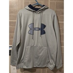 Under‎ Armour Loose ColdGear Hoodie Gray Blue Athletic Pullover Men's Sz L Sport